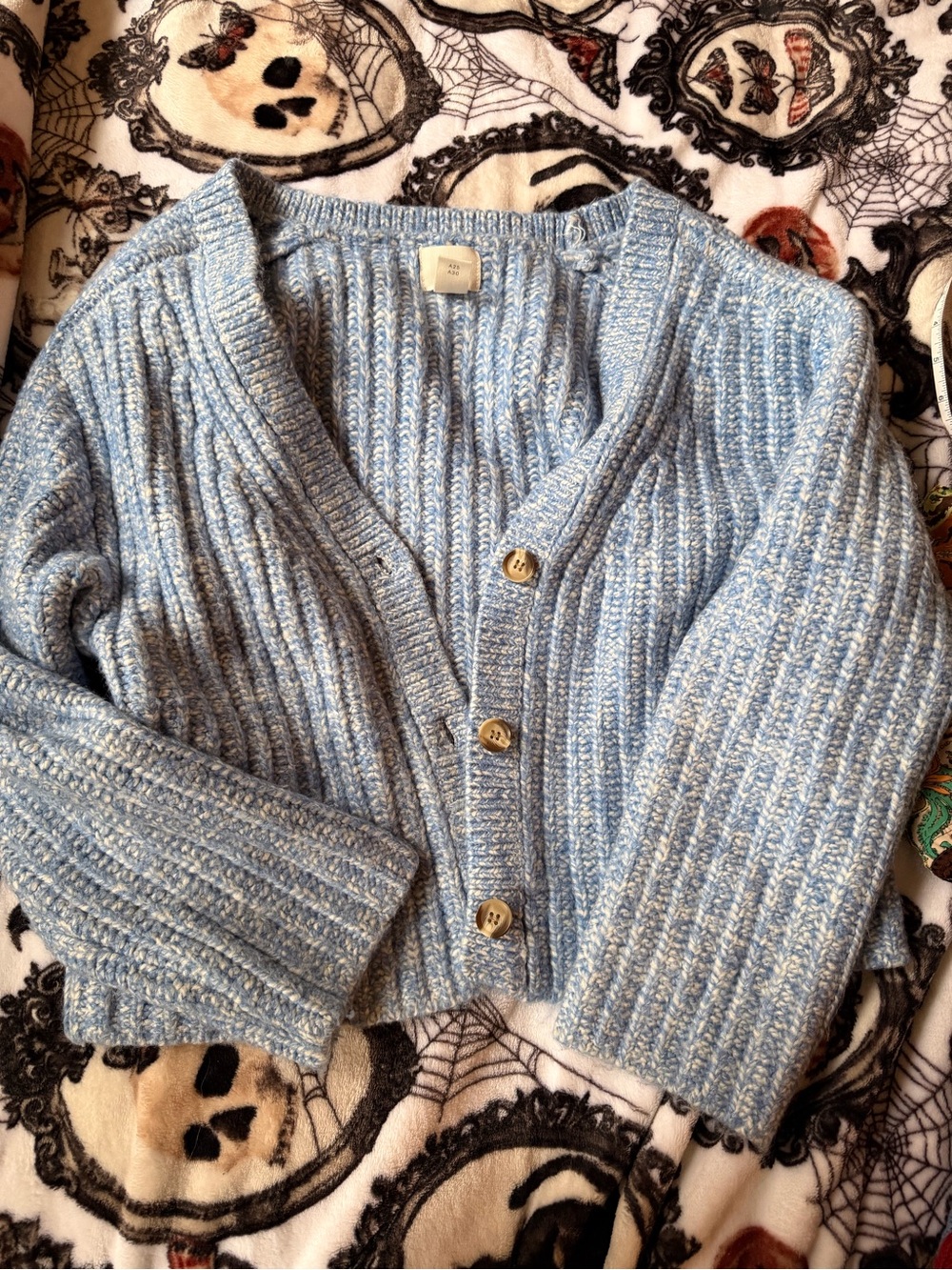 H&M Light Blue Ribbed Button-Up Women's Cardigan